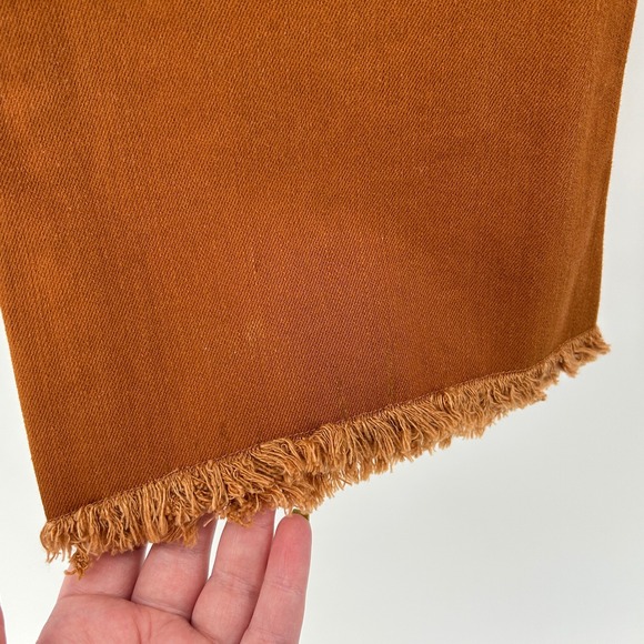 Spartina 449 Rust Orange Denim Cropped Flare Frayed Hem 6 Boho Festival Retro - Picture 12 of 13